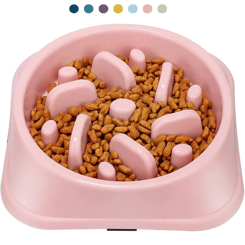 Showlu Fashion Store pet dog slow feeder bowl with non-slip base, puzzle design, for medium and small dogs and puppies.