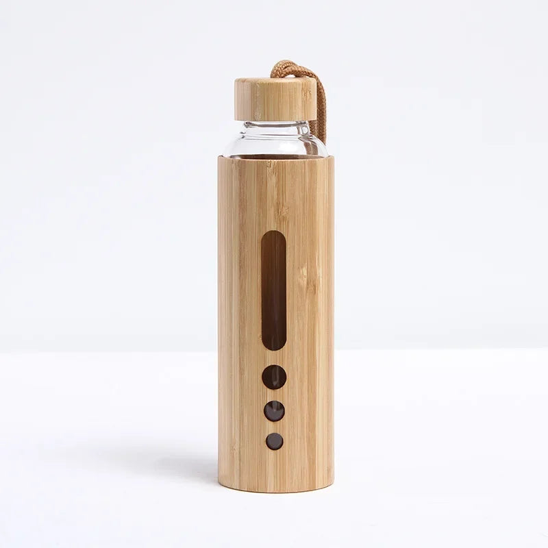 500ml Glass Water Bottle Bamboo Hot-proof Sleeve Borosilicate Glass Cup Eco-friendly Drinkware Outdoor Portable Tour Bottle Boba