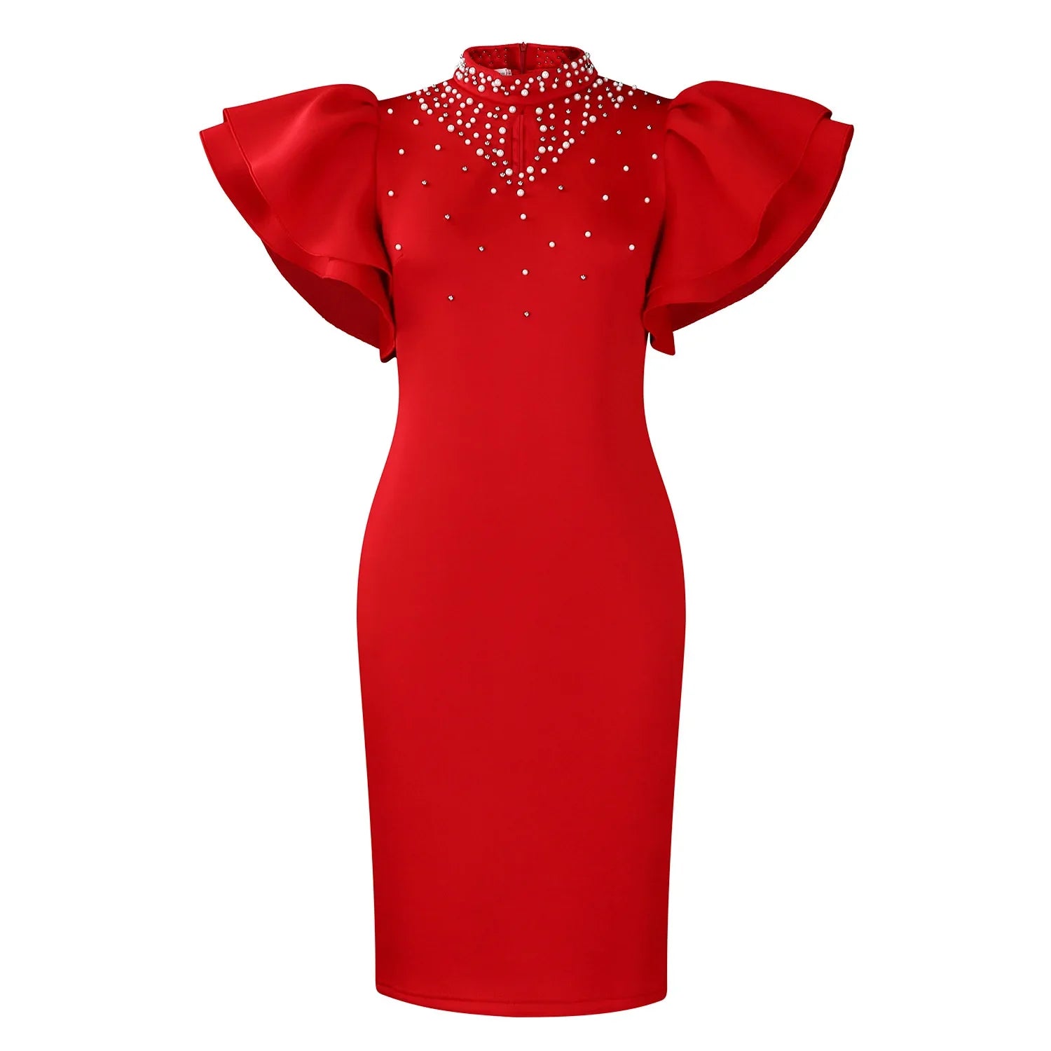 Beaded butterfly sleeve women's party dress in a summer pencil style by SHOWLU FASHION STORE, featuring elegant details and vibrant design.