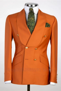 Men's slim fit double-breasted cotton suit jacket by SHOWLU FASHION STORE, showing the tailored blazer with lapels and button details.