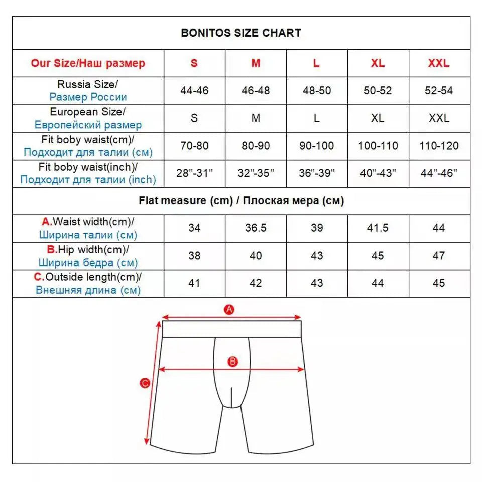 Men's long leg boxer shorts in a 4-pack, cotton plus size trunks from SRBONITOS, shown in black and navy colors.