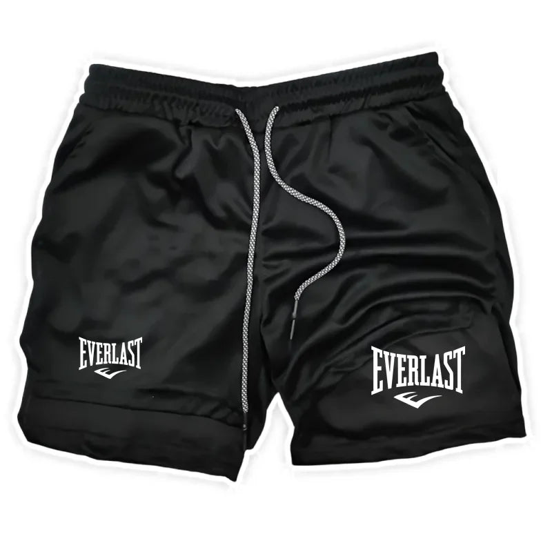 Men's 2-in-1 running shorts with double-deck design, suitable for gym, sports, and jogging, by Showlu Fashion.