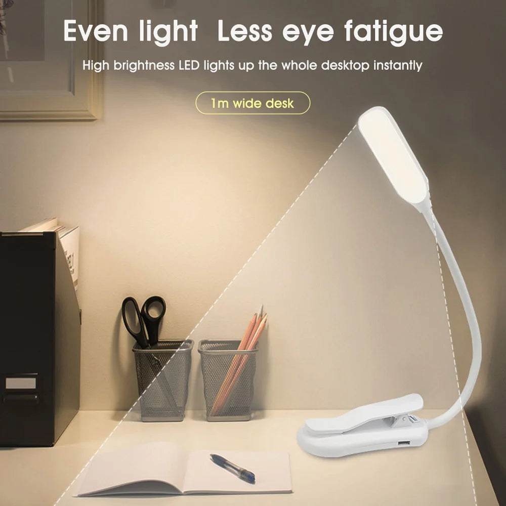 Claeted rechargeable clip reading light by Showlu Smart General, featuring a compact design with adjustable brightness.