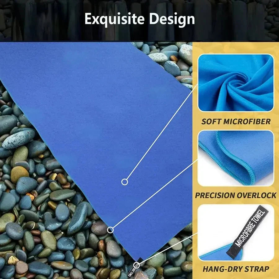 SHOWLU microfiber sports towel for gym, yoga, and camping, quick-drying and lightweight for outdoor activities.