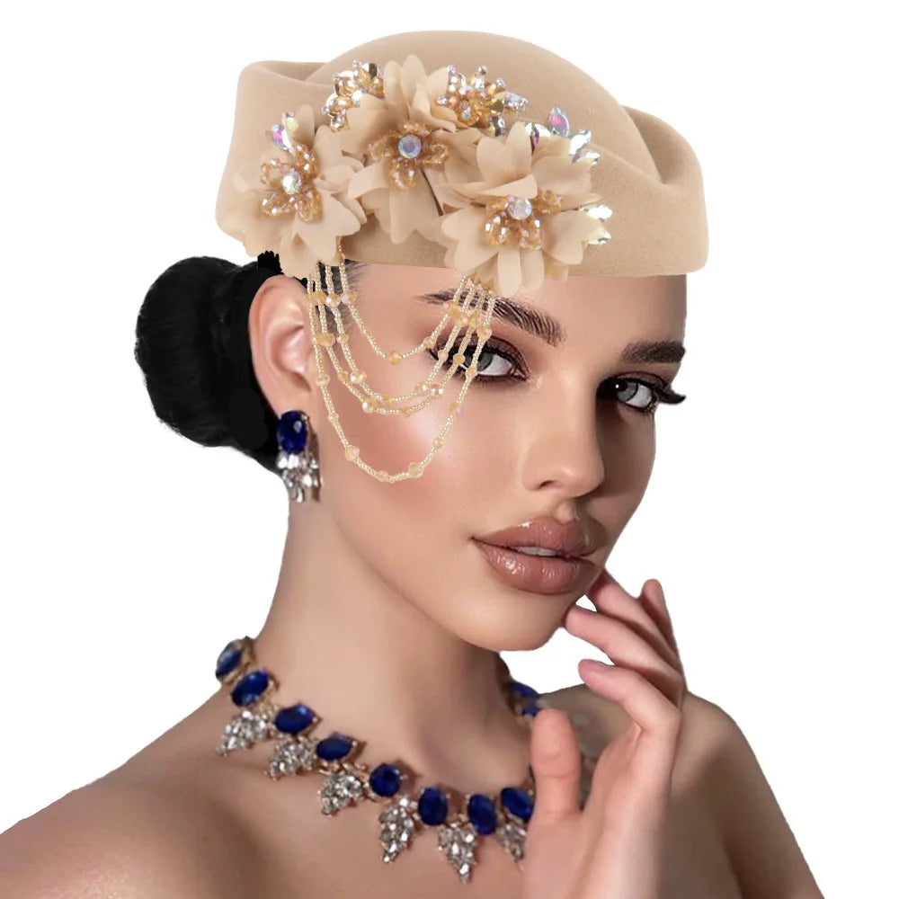 Showlu Smart General African headtie for women, summer turban hat with flower accents, perfect for church, parties, and casual wear