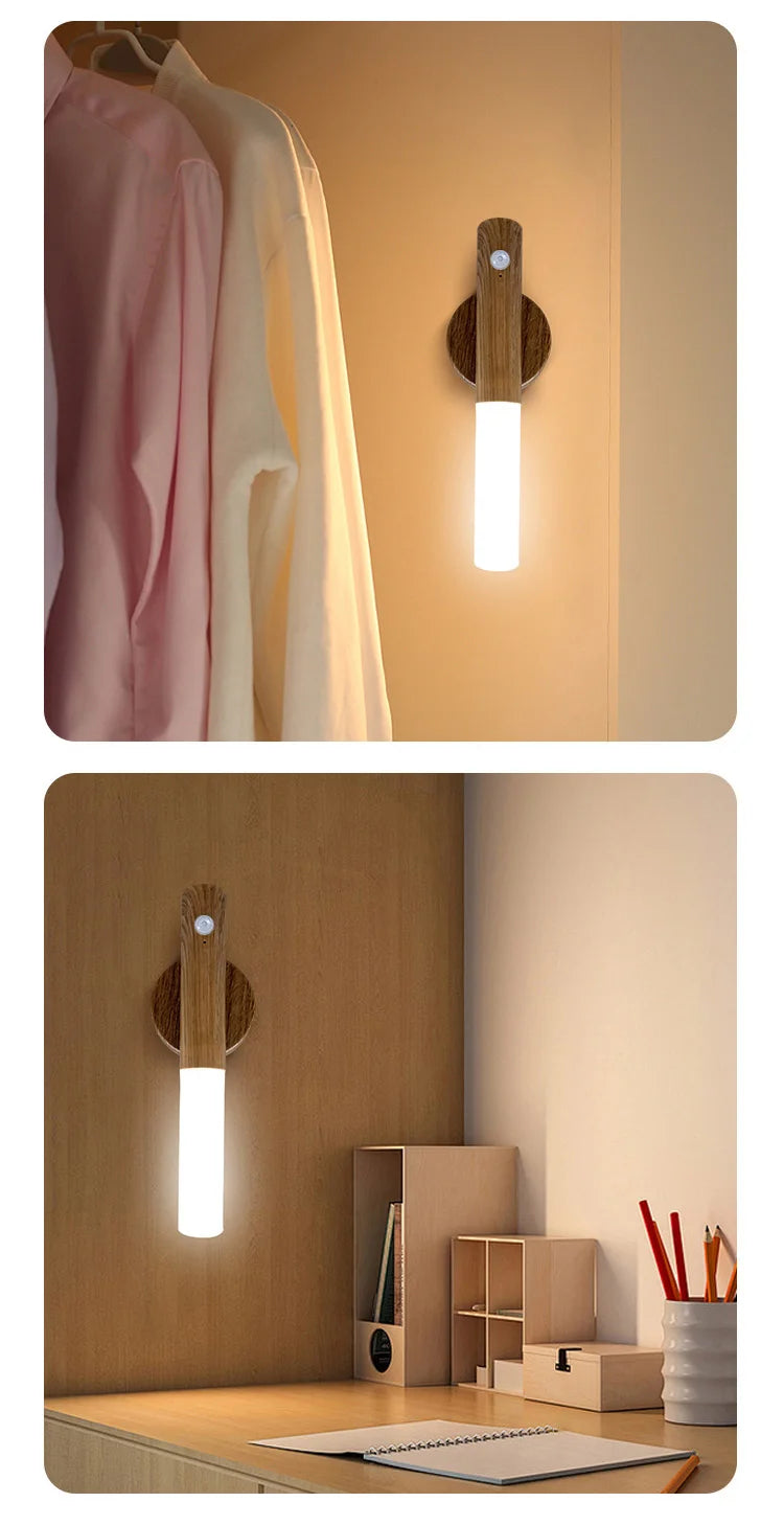 Showlu Smart General magnetic motion sensor LED night light with USB rechargeable design, ideal for indoor lighting.