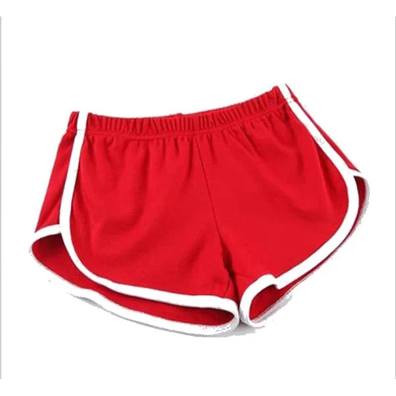 Black SHOWLU Women's High Performance Yoga Shorts for gym and running, made from lightweight, stretchy fabric for comfortable movement.