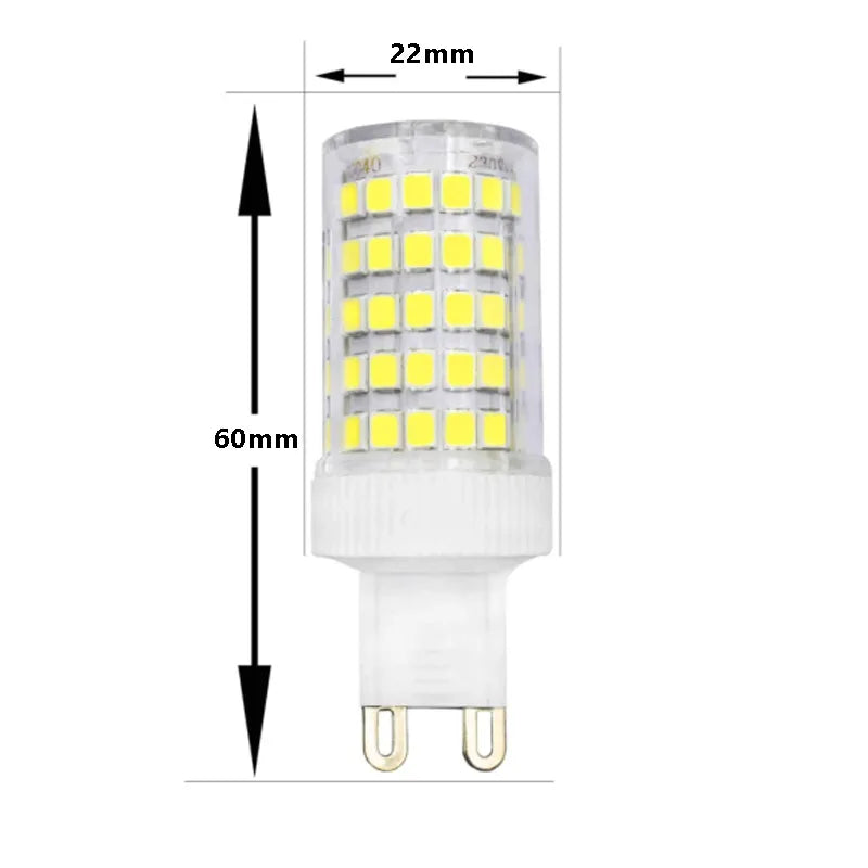 Showlu Fashion Store JOYPINJ G9 LED Corn Bulb 10W 220V, 2835 SMD, no flicker, 5-pack, close-up of bulbs in a socket.