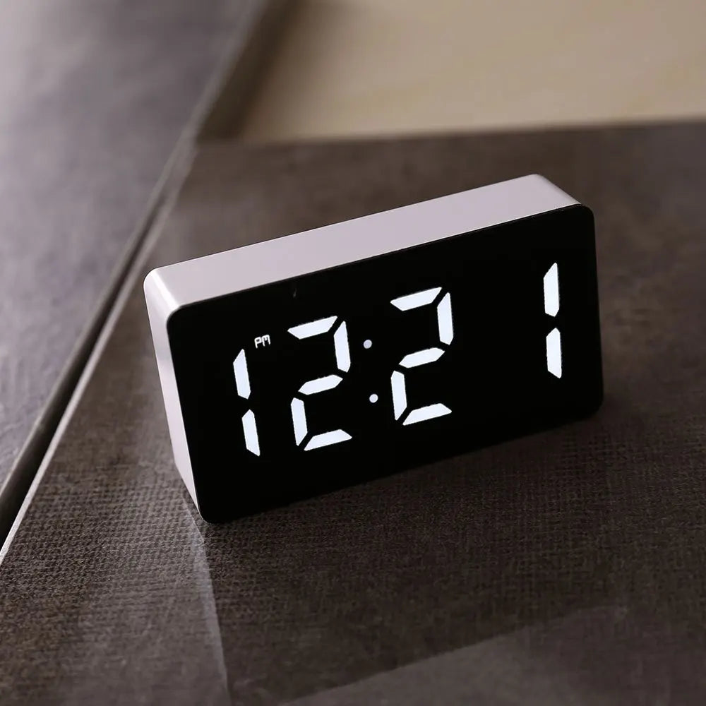 Showlu Smart General LED alarm clock showing time display with digital screen and sleek black design.