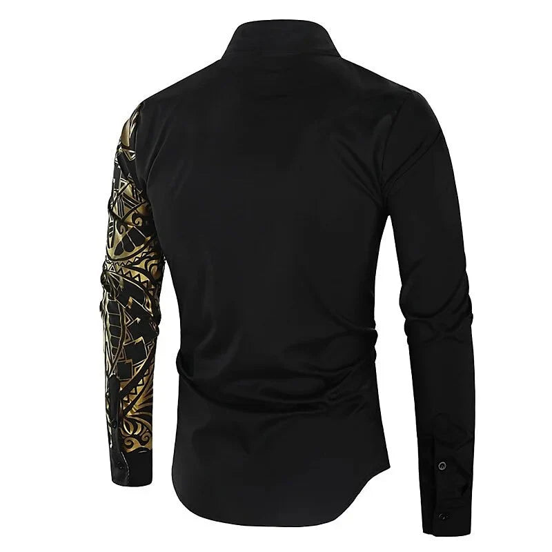 Showlu men's long sleeve dress shirt in formal microfiber fabric with button-down collar, suitable for professional or formal occasions.