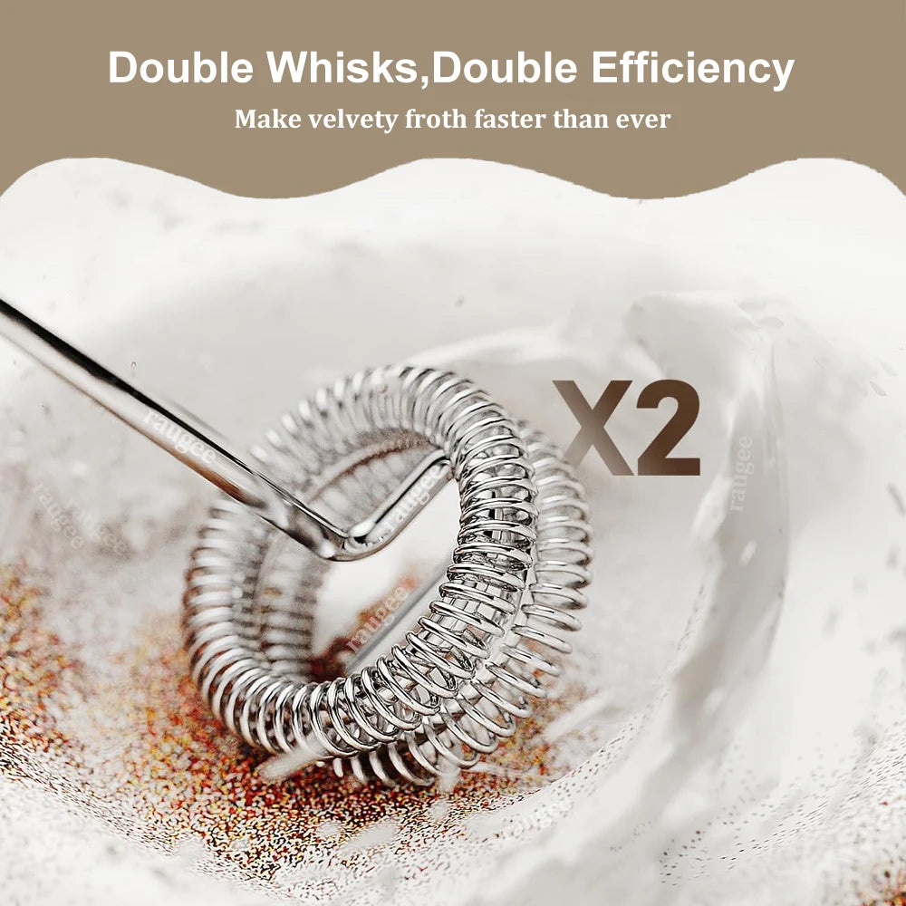 Showlu Smart General bcomfy handheld electric milk frother in use, creating frothy milk for coffee and lattes.