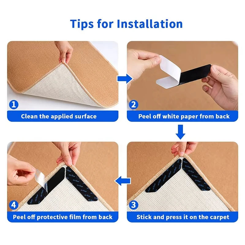 Showlu Smart General anti-slip rug grippers securing a rug to prevent slipping on hardwood floor