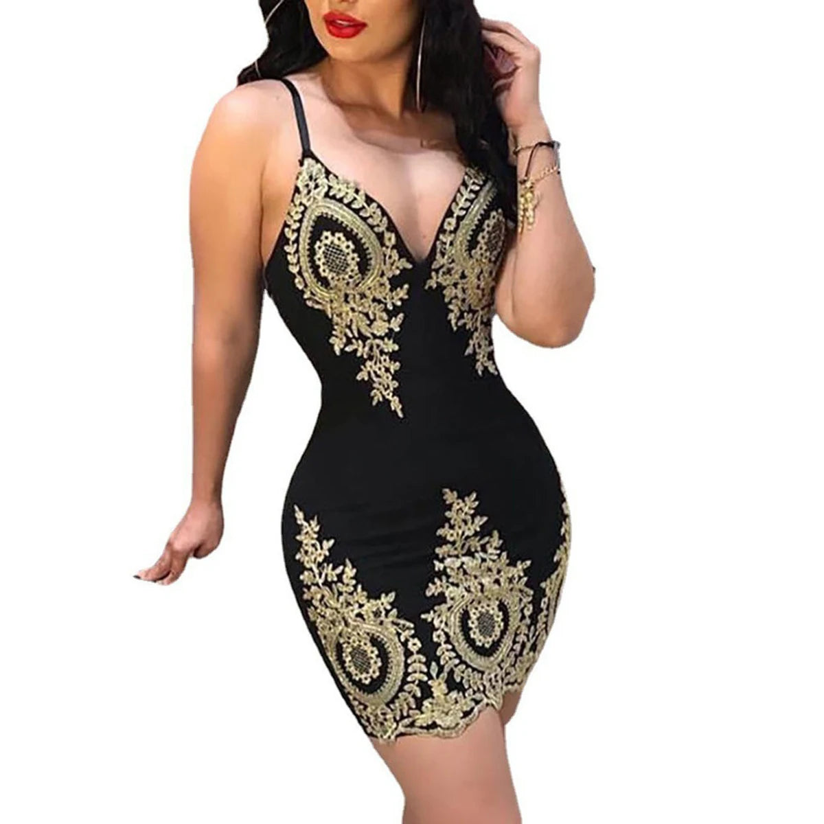 Showlu Fashion sleeveless summer halter dress with low neckline, slim fit, and back tie for stylish party wear.