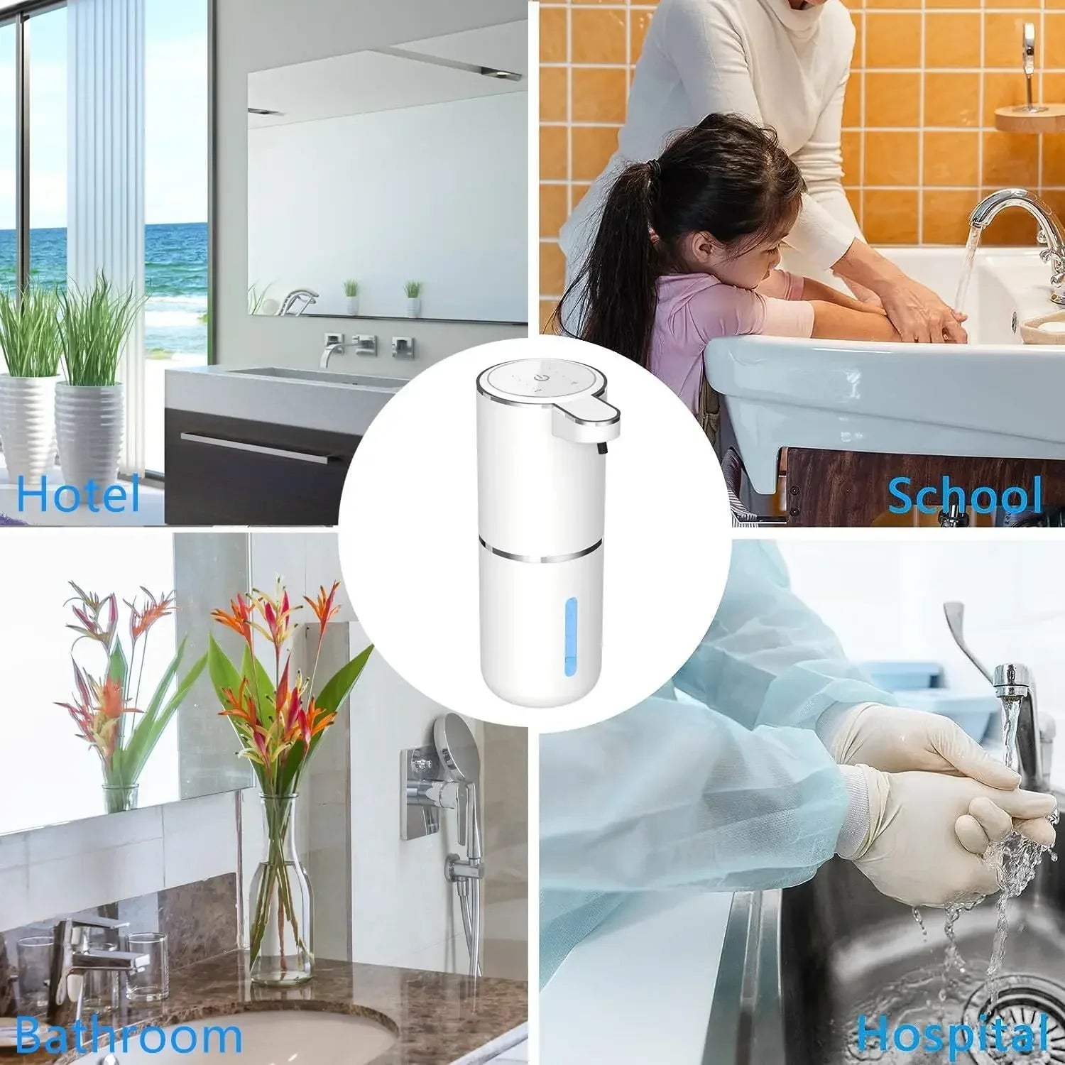 Fununcle automatic foam soap dispenser with touchless sensor, USB rechargeable, made of durable ABS plastic, ideal for bathroom or kitchen use.