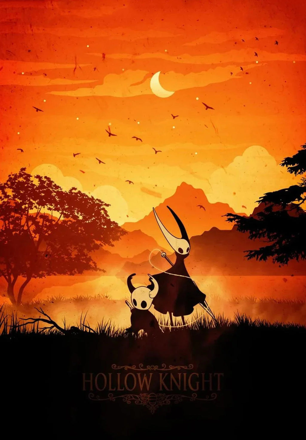 Hollow Knight canvas wall art featuring a modern video game poster with detailed artwork for home decor.