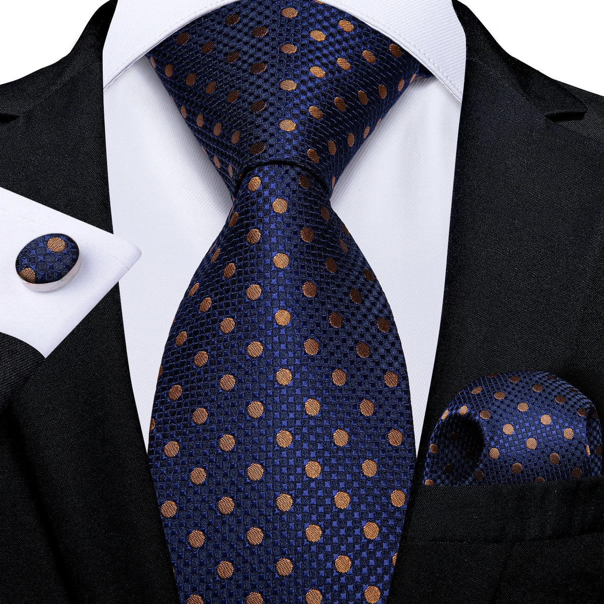 New Classic 100% Silk Men's Ties 8cm Blue Plaid Dot Striped Business Necktie Handkerchief Wedding Party Tie Set Gravatas DiBanGu