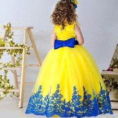 Tulle Flower Girl Dress for Wedding Floor Length Puffy Applique Princess Kids Birthday Party First Communion Ball Gown