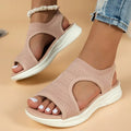 SHOWLU Women's mesh platform sandals with open toe design, casual summer shoes featuring breathable mesh and chunky soles.