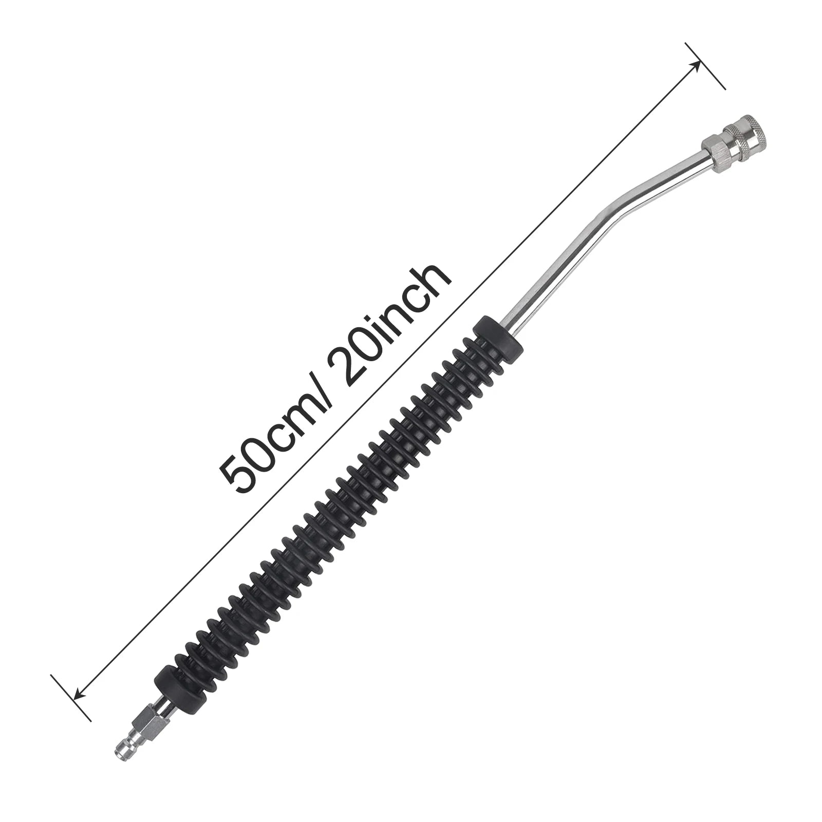 Stainless steel car pressure washer extension wand with non-slip grip and 1/4” quick connect for power washing cars.