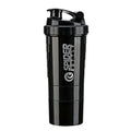 Showlu Fashion FEB.WIND protein shaker bottle with 3-layer large capacity mixing cup, designed for smooth protein shake mixing.