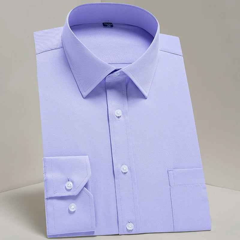 Payel men's slim-fit dress shirt in cotton blend with long sleeves, ideal for business and formal wear, shown in the image.