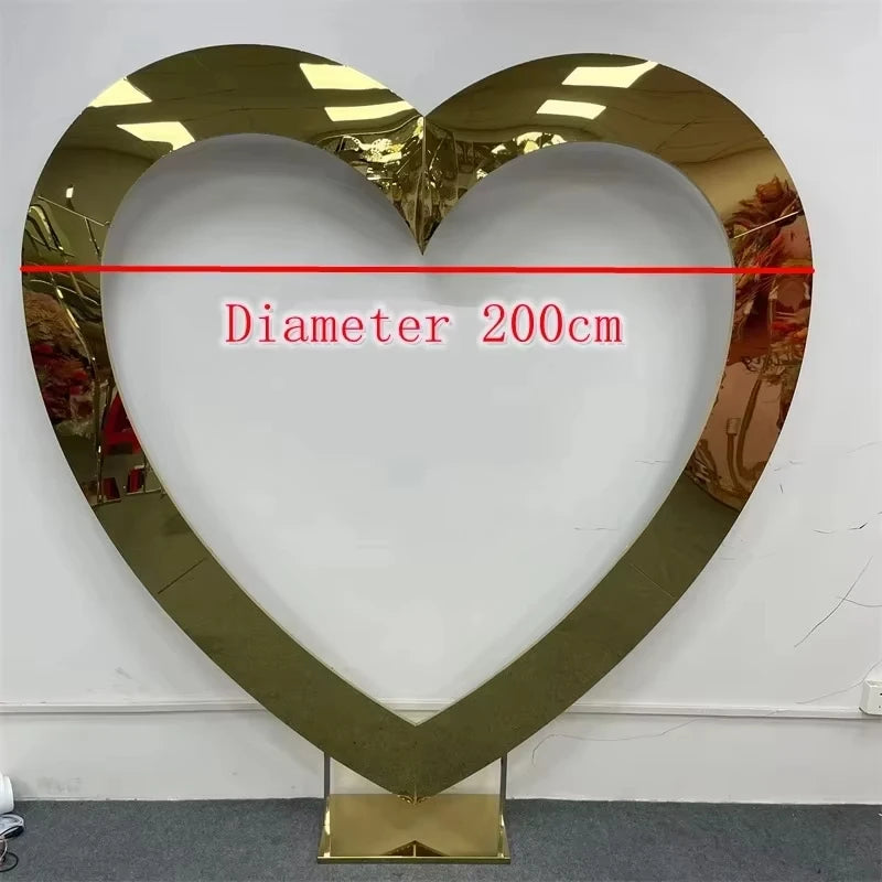 1PC Gold/Silver Heart Shaped Stainless Steel Arch Wedding Prop for Party Stage Background Screen Welcome Area Decoration