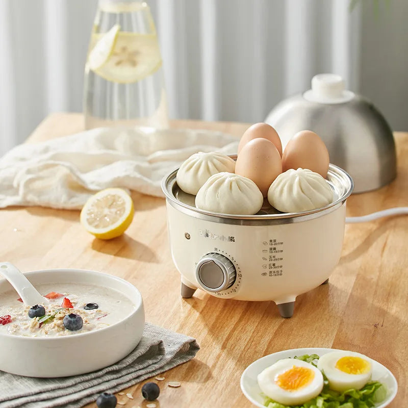 Showlu Smart Electric Egg Boiler in stainless steel, 360W, with timer for boiling 4-6 eggs, compact kitchen appliance