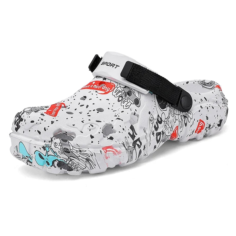 Men's garden flat sandals by Showlu, summer slip-ons with platform soles, outdoor flip flops, and casual clogs for men.