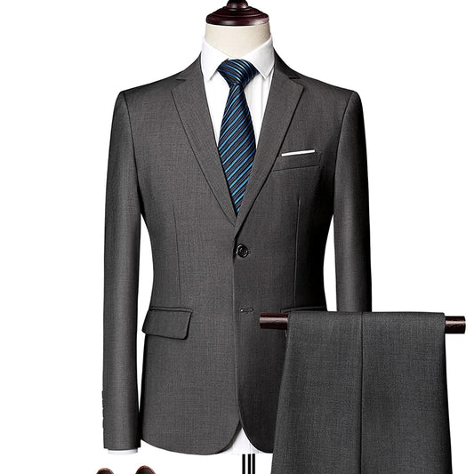 13 Color Basic Style Men's Casual Solid Color 3 Pieces Suits / Male One Button Blazers Jacker Coat Trousers Pants Vest Waistcoat