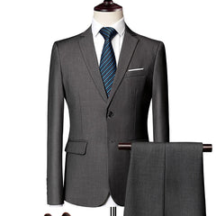 13 Color Basic Style Men's Casual Solid Color 3 Pieces Suits / Male One Button Blazers Jacker Coat Trousers Pants Vest Waistcoat