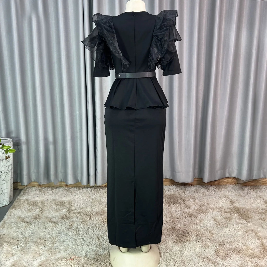 Elegant women's African bodycon dress by SHOWLU FASHION STORE with a V-neck design, perfect for parties and special occasions.