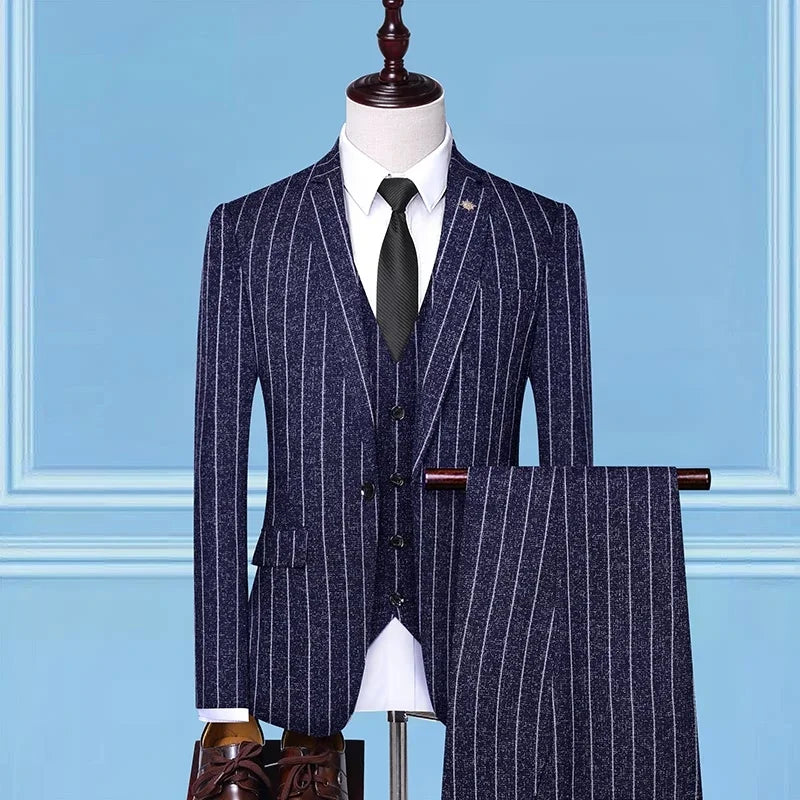 Boutique (Blazer + Vest + Trousers) Men's Fashion Business Slim A Variety of Elegant Gentlemen's Casual Dresses Formal 3-Piece