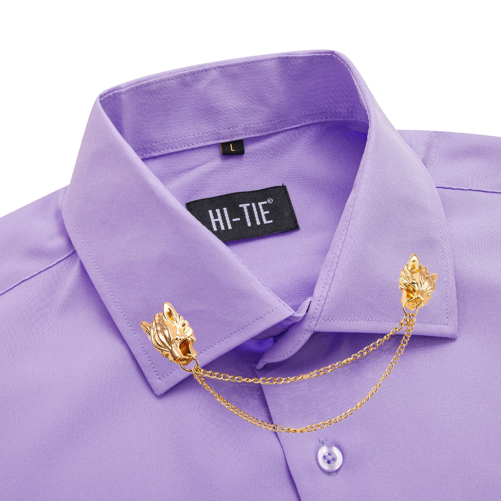 Men's silk slim fit long sleeve shirt with solid jacquard pattern, formal top by Showlu Fashion Store.