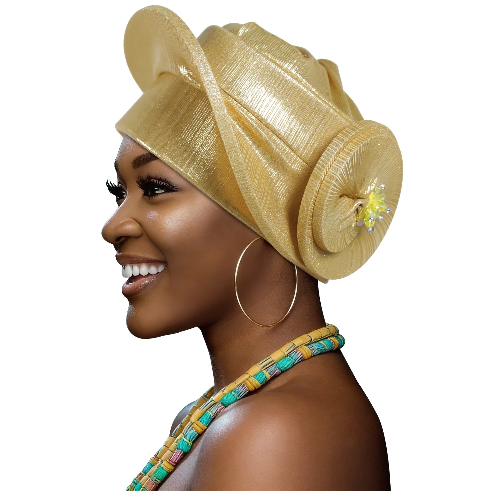 Nigerian headtie styled for 2026 Auto Gele Effortless design by Showlu Smart, perfect for special occasions and traditional events.