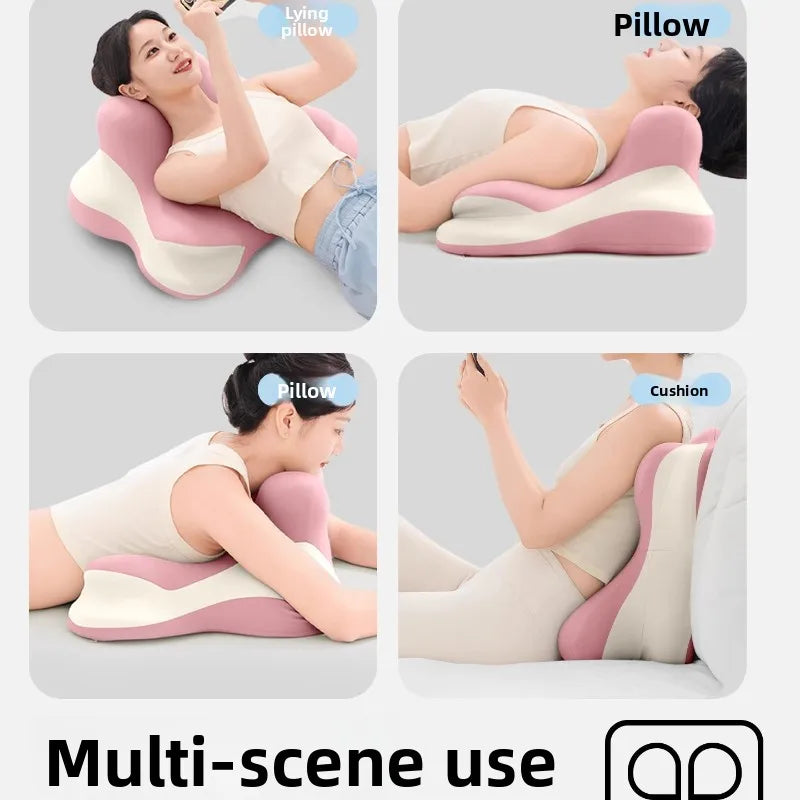 Memory foam wedge pillow for prone positioning and back support, ideal for comfortable bed rest and relaxation.