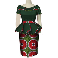 Africa Style Two Piece Short Set for Women Summer Dashiki Crop Top and Skirt Africa Clothes Bazin Halter Sexy Office Set WY5140