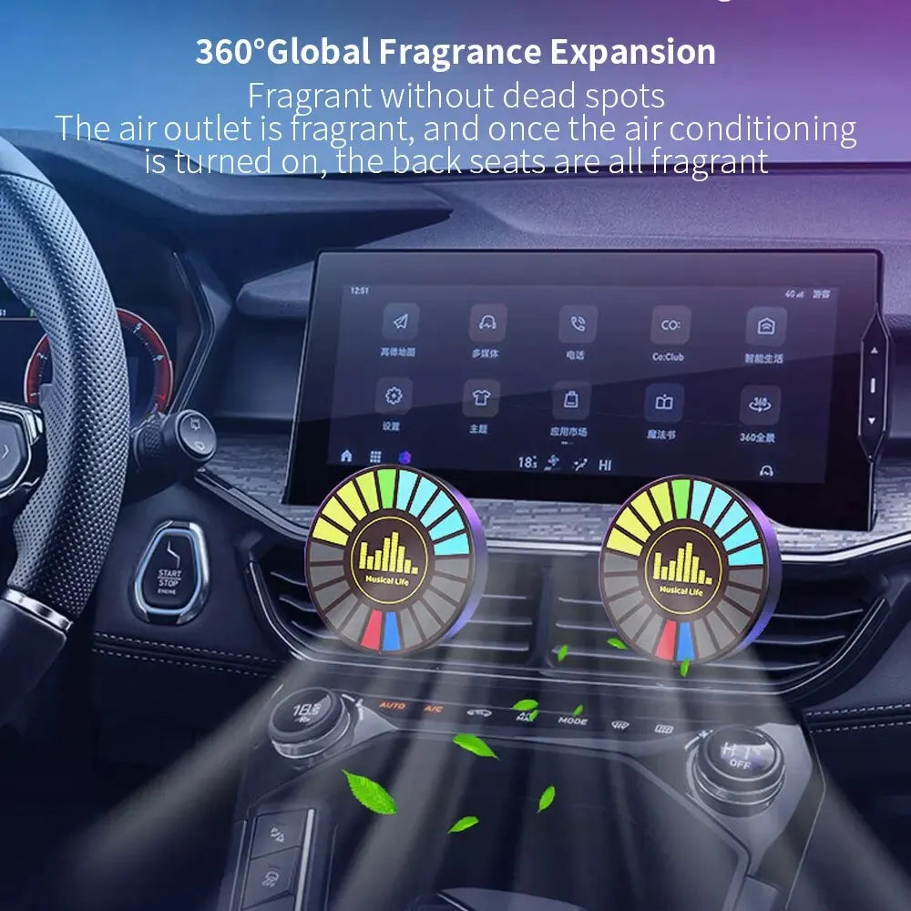 RGB Music Sync Magnetic Car Light by Showlu Smart General, showcasing colorful LED car interior lighting with magnetic attachment.