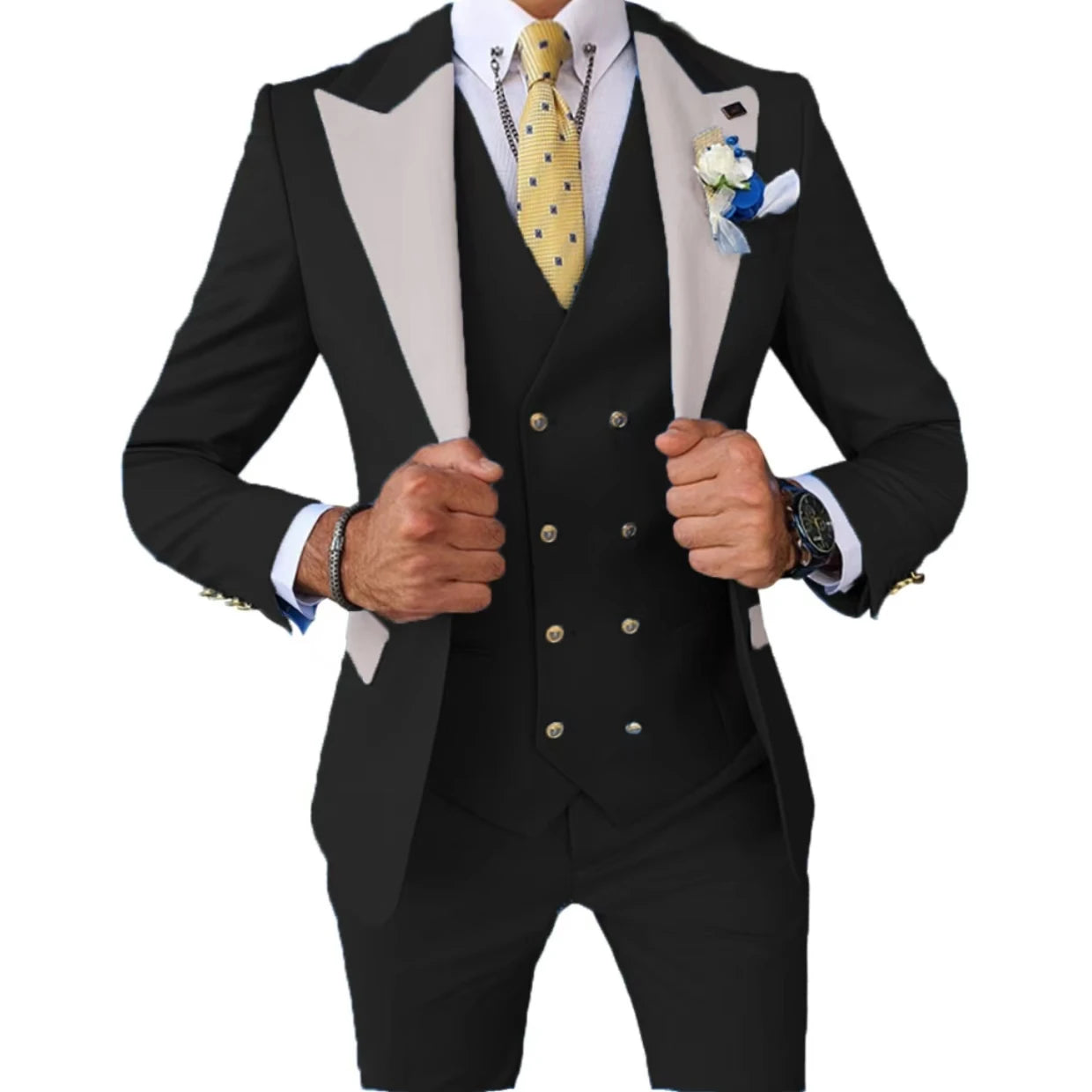 Formal Men's Suits 3 Pcs Slim Fit Suit Classical Groomsman Tuxedo Wedding Formal Party  Set  Wedding Prom (Jacket+ Pants +Vest)