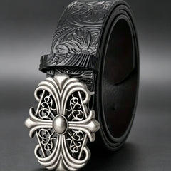 Retro Men's Belt Bohemian Style Chic Black PU Leather Belt Fashion Vintage Hollow Buckle Belt Punk Rock Y2K Style For Men Women