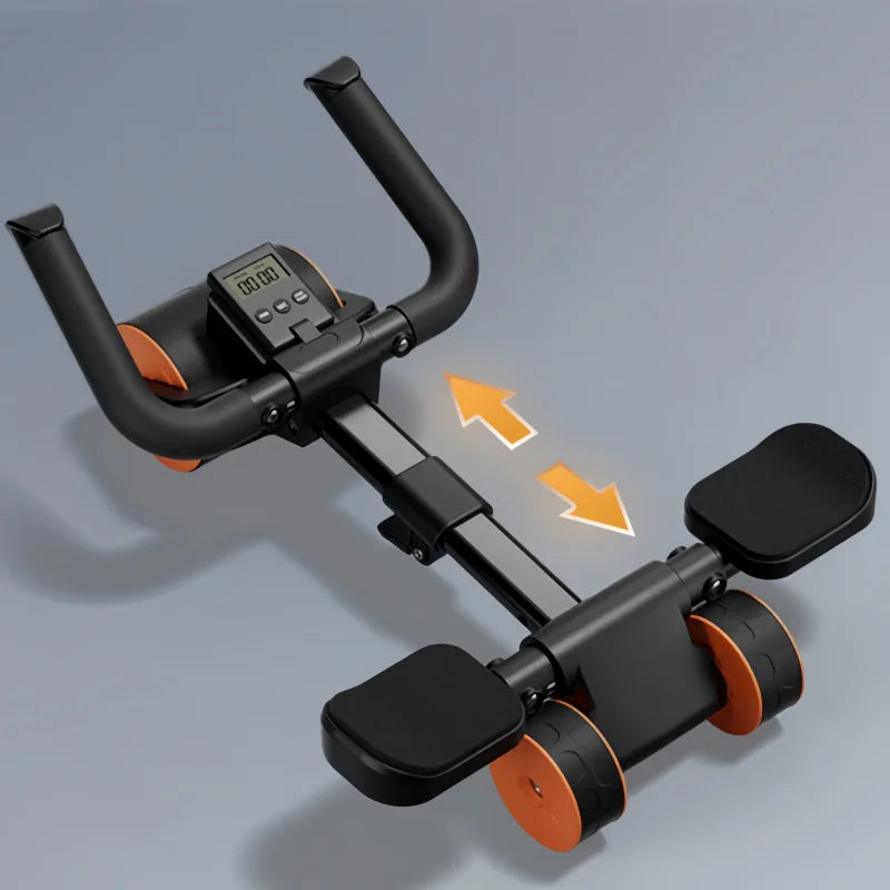 Showlu Adjustable 4-Wheel Abdominal Roller for core and plank training, featuring ergonomic handles and sturdy design.