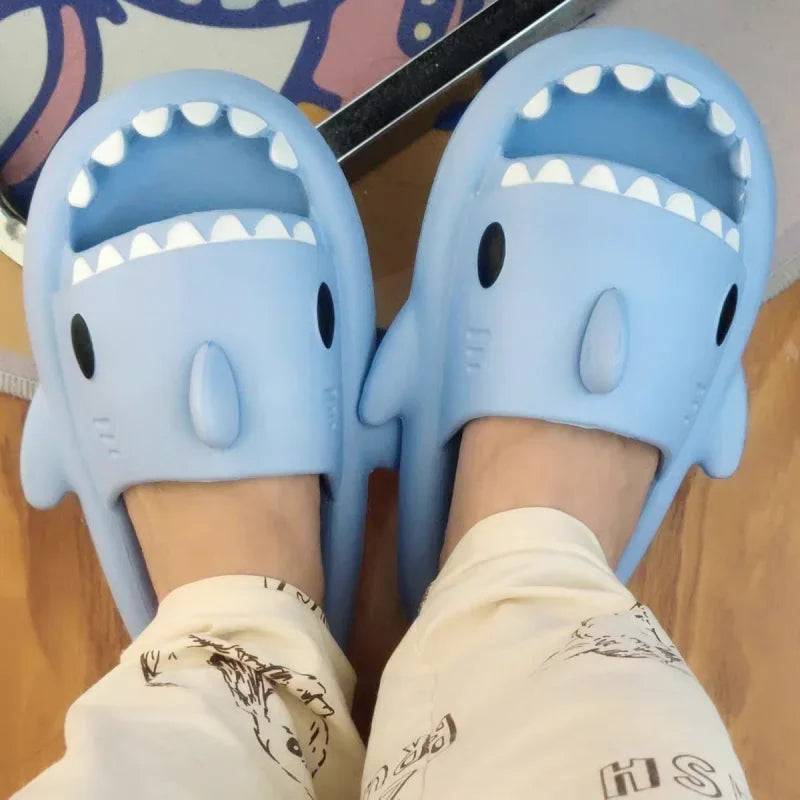 Mr.nut Shark slippers by SHOWLU FASHION STORE featuring non-slip EVA platform slides for men and women, with shark design.