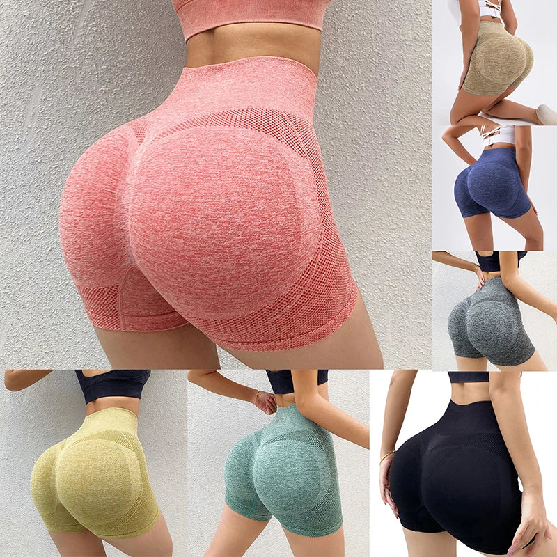 Women’s high waist sports shorts and leggings for cycling, jogging, and yoga, featuring push-up design, by Showlu Fashion.
