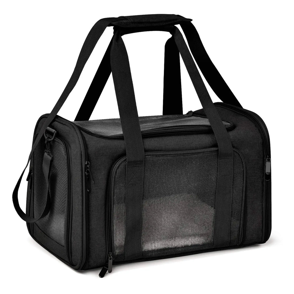 Soft-sided Showlu Fashion dog carrier backpack made of breathable nylon, designed for comfortable pet transportation.