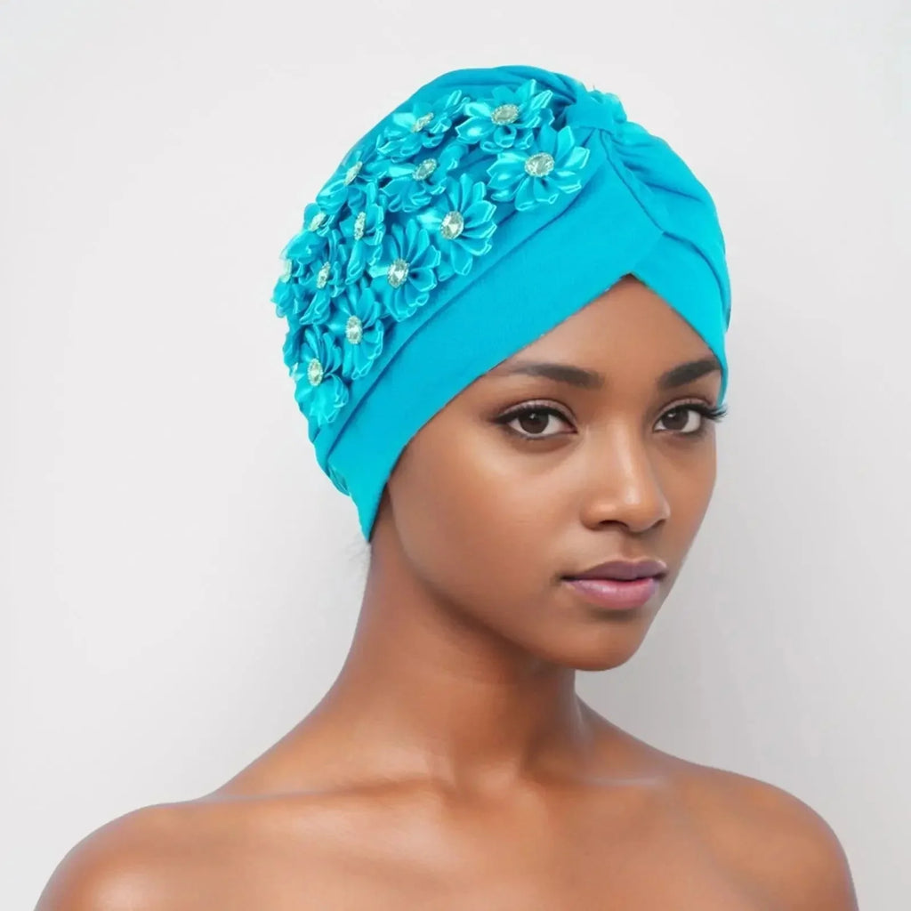 Showlu Fashion women's diamond pleated turban hijab chemo cap wrap with elegant design and comfortable fit.