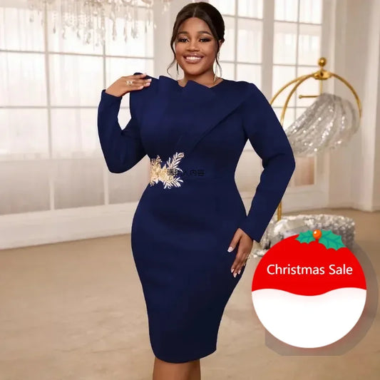 Customized 2025 Elegant Church Dresses for Women Party Bodycon Long Sleeves with Lace Appliques Sheath Classy Occasion Africa We