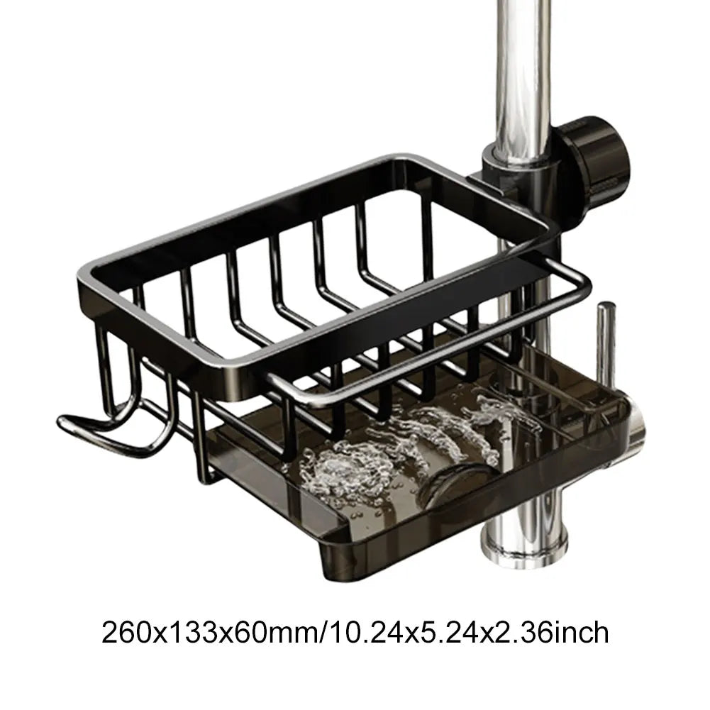 Steel over-the-sink dish drying rack with three tiers and cover organizer, ideal for kitchen organization and drying dishes.