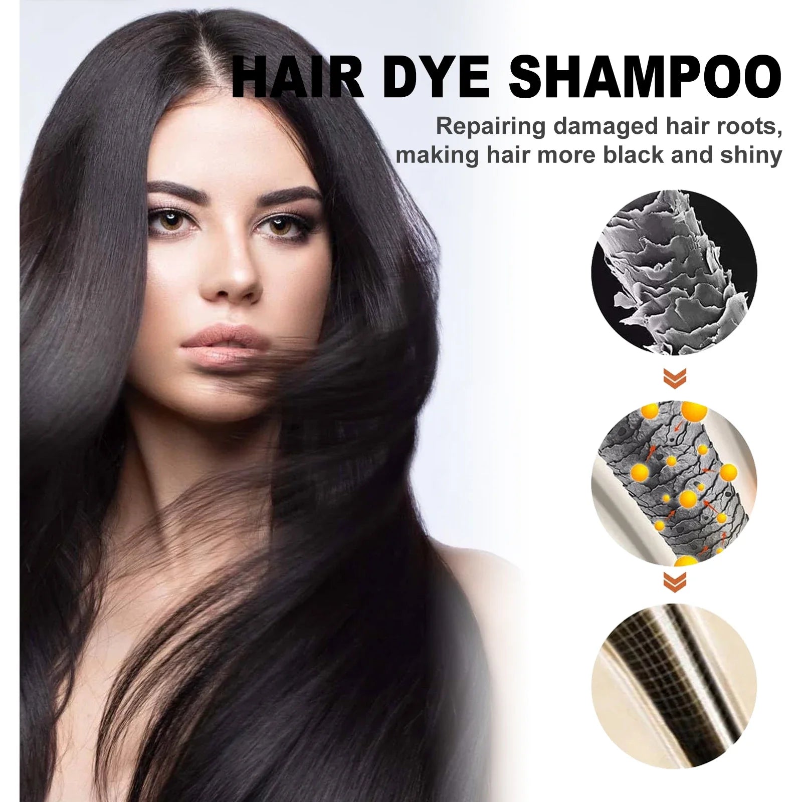 EELHOE 3-in-1 natural plant hair dye shampoo bottle for grey coverage, 100ml, showing the product label and packaging