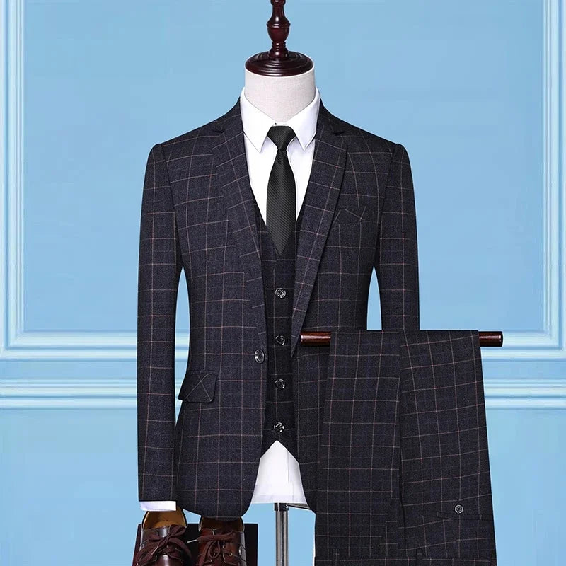 Boutique (Blazer + Vest + Trousers) Men's Fashion Business Slim A Variety of Elegant Gentlemen's Casual Dresses Formal 3-Piece