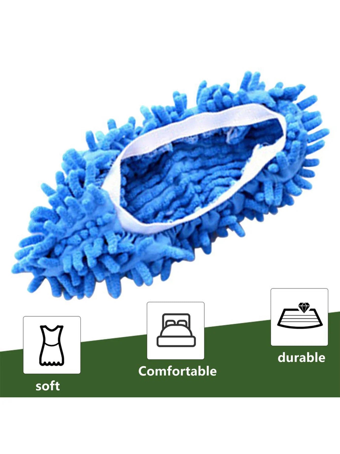 Showlu Fashion chenille dust mop slippers, polyester cleaning shoes with microfiber soles for effective floor dusting and cleaning.