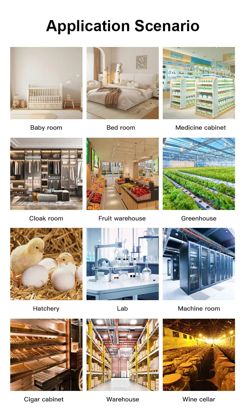 Showlu Smart WiFi Temperature and Humidity Sensor with Zigbee connectivity, app control, compact design, and digital display.